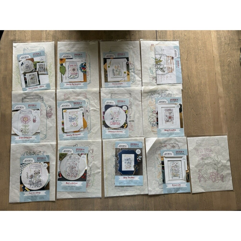 Lot of 15 ADORNit Stitch It Embroidery Patterns Home Grown Series No Tracing NOS